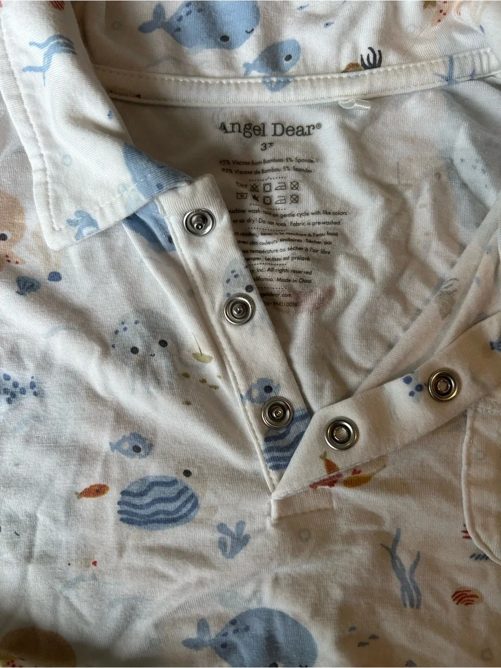 Angel Dear Boys 3T Ocean Print Polo Shirt + Blue Shorts Set